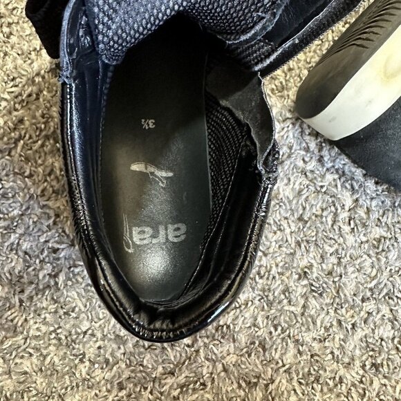 ARA REVA High Top Sneakers Boots Black Leather Side Zip Comfort Shoe UK 3.5 US 6 - Picture 7 of 10